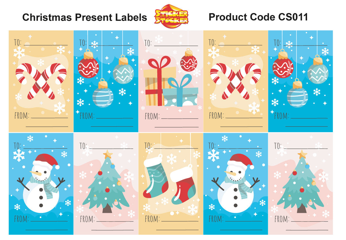 Sticker Stocker 72 Christmas Self Adhesive labels 45mm Stickers Gifting Tags Present Name Labels