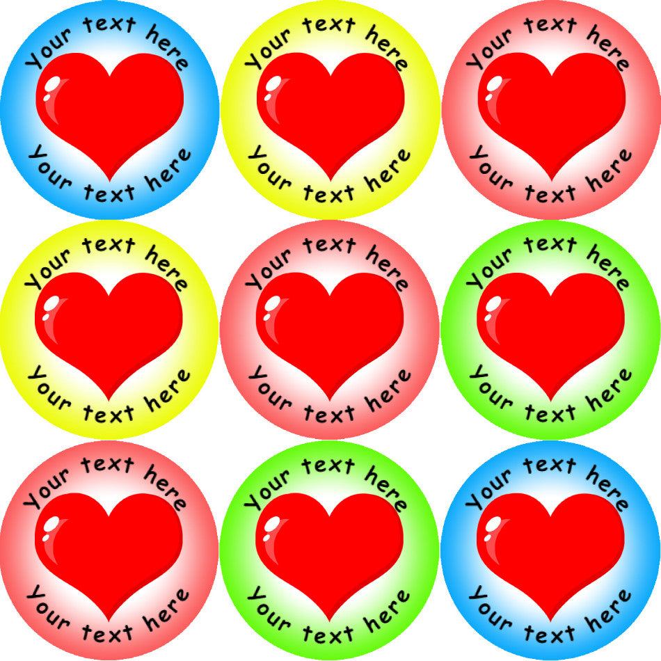 Sticker Stocker 144 Heart Personalised 30 mm Reward Stickers for School Teachers, Parents and Nursery