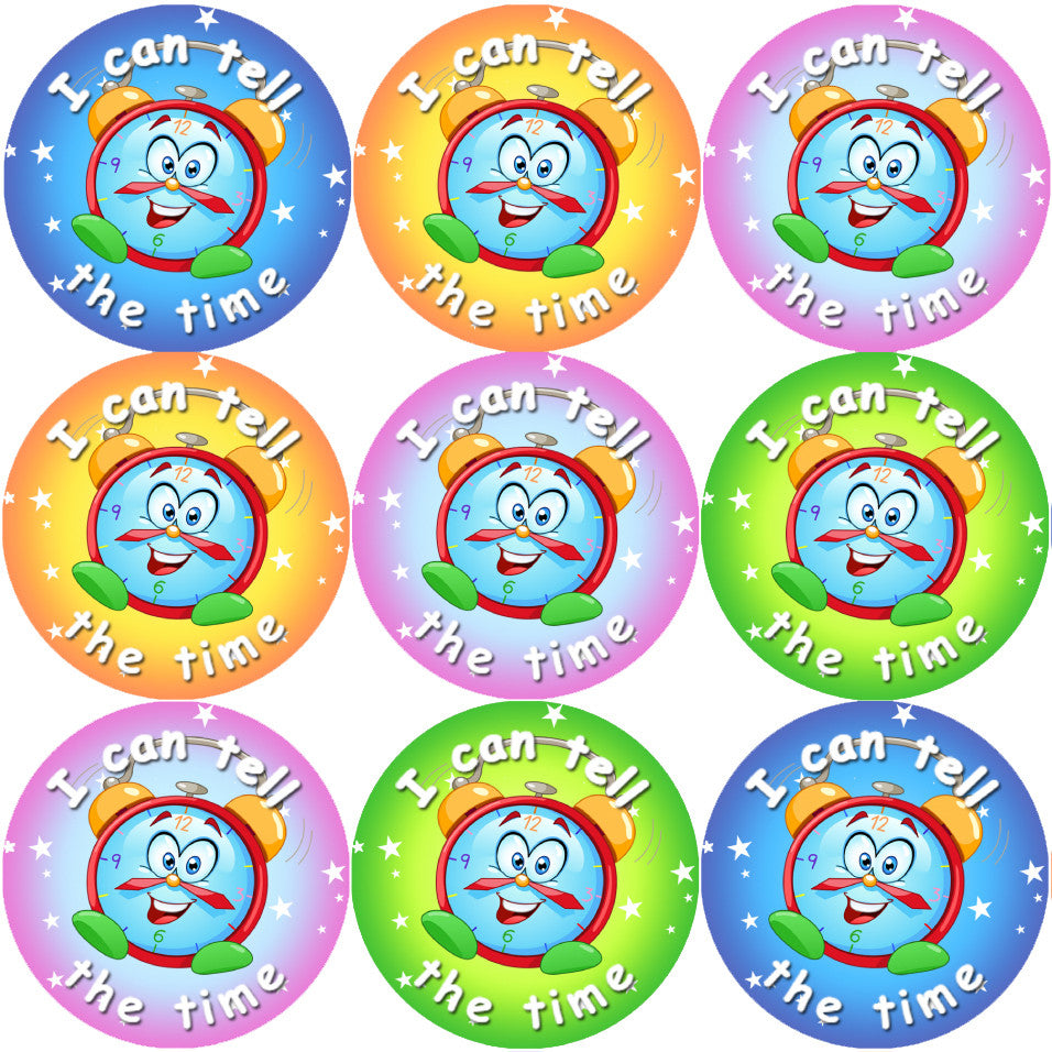 Sticker Stocker 144 Telling the Time 30 mm Reward Stickers for Teachers, Parents and Party Bags
