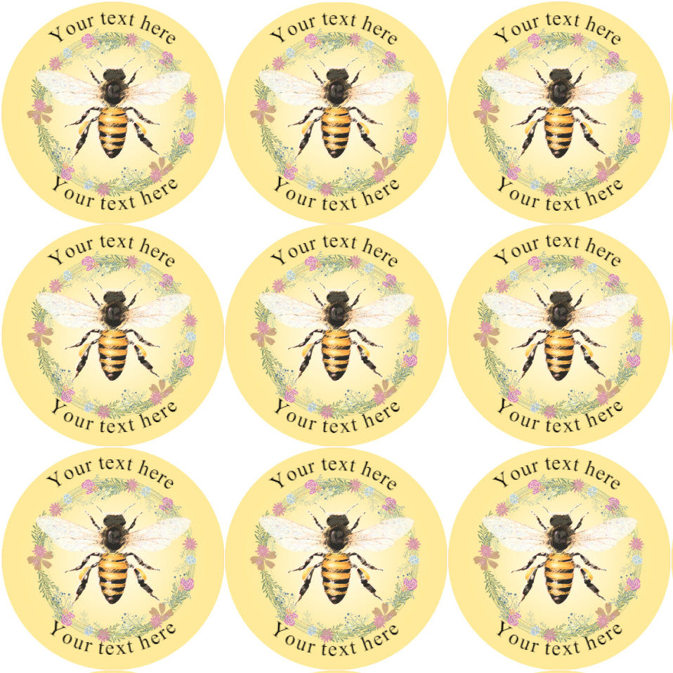 Sticker Stocker 144 Personalised Honey Bee 30mm Glossy Stickers Labels