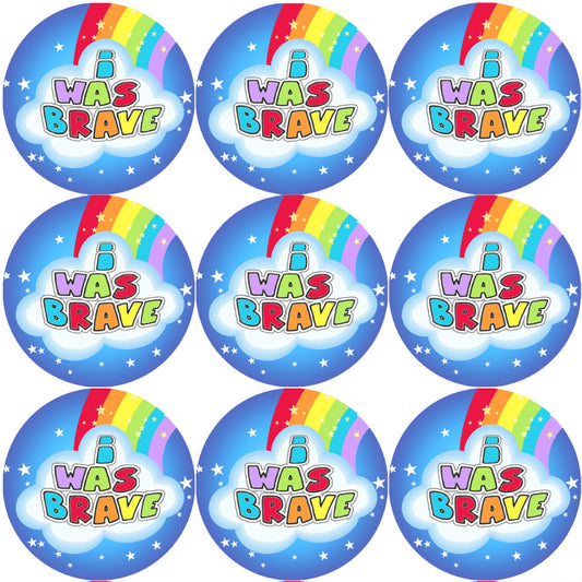 Sticker Stocker 144 I Was Brave Rainbows 30mm Childrens Bravery Reward Stickers for Teachers or Nurses
