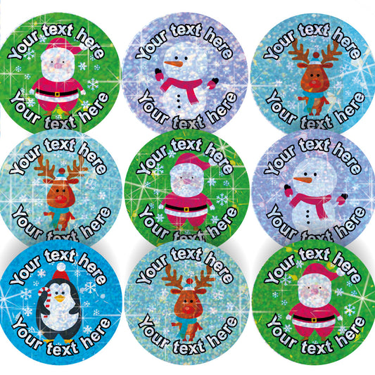 144 Personalised Sparkle Christmas Friends 30mm Reward Stickers + 90 Free Sparkle Smiles for School Teachers, Parents Nursery