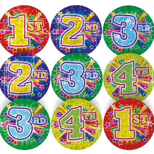 144 Sparkle Sports Day 30mm + 90 Free Sparkle Smiles Reward Stickers for Teachers, Parents and Schools