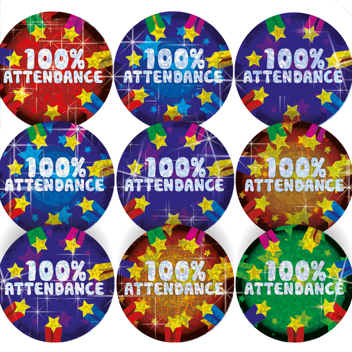 144 Sparkle Attendance Stickers 30mm + 90 Free Sparkle Smiles Reward Stickers for Teachers, Parents and Schools