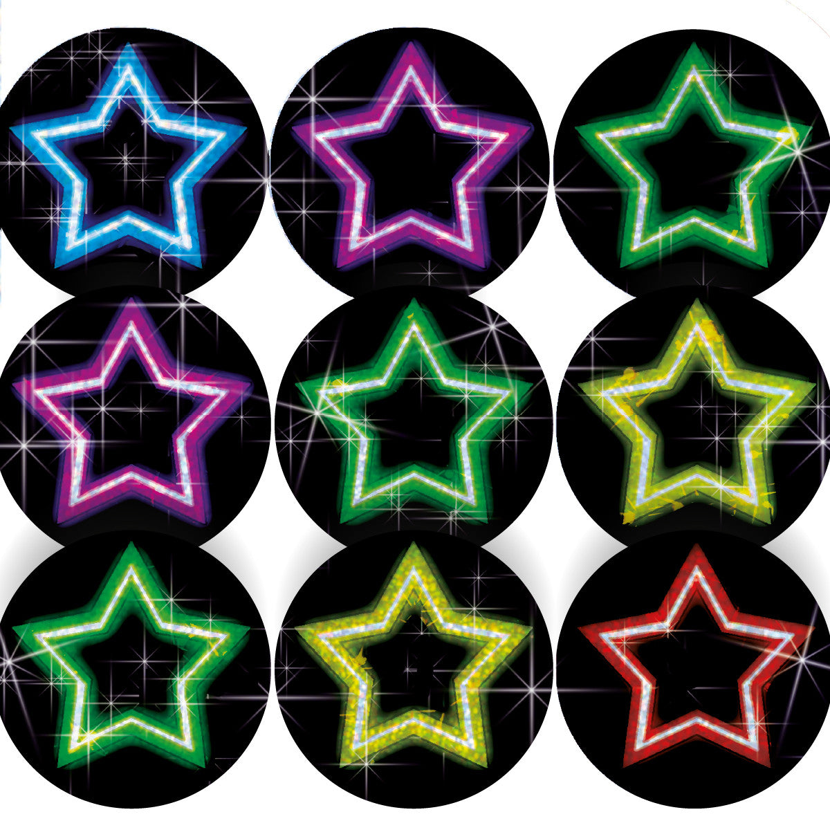 144 Sparkle Neon Stars Stickers 30mm + 90 Free Sparkle Smiles Reward Stickers for Teachers, Parents and Schools