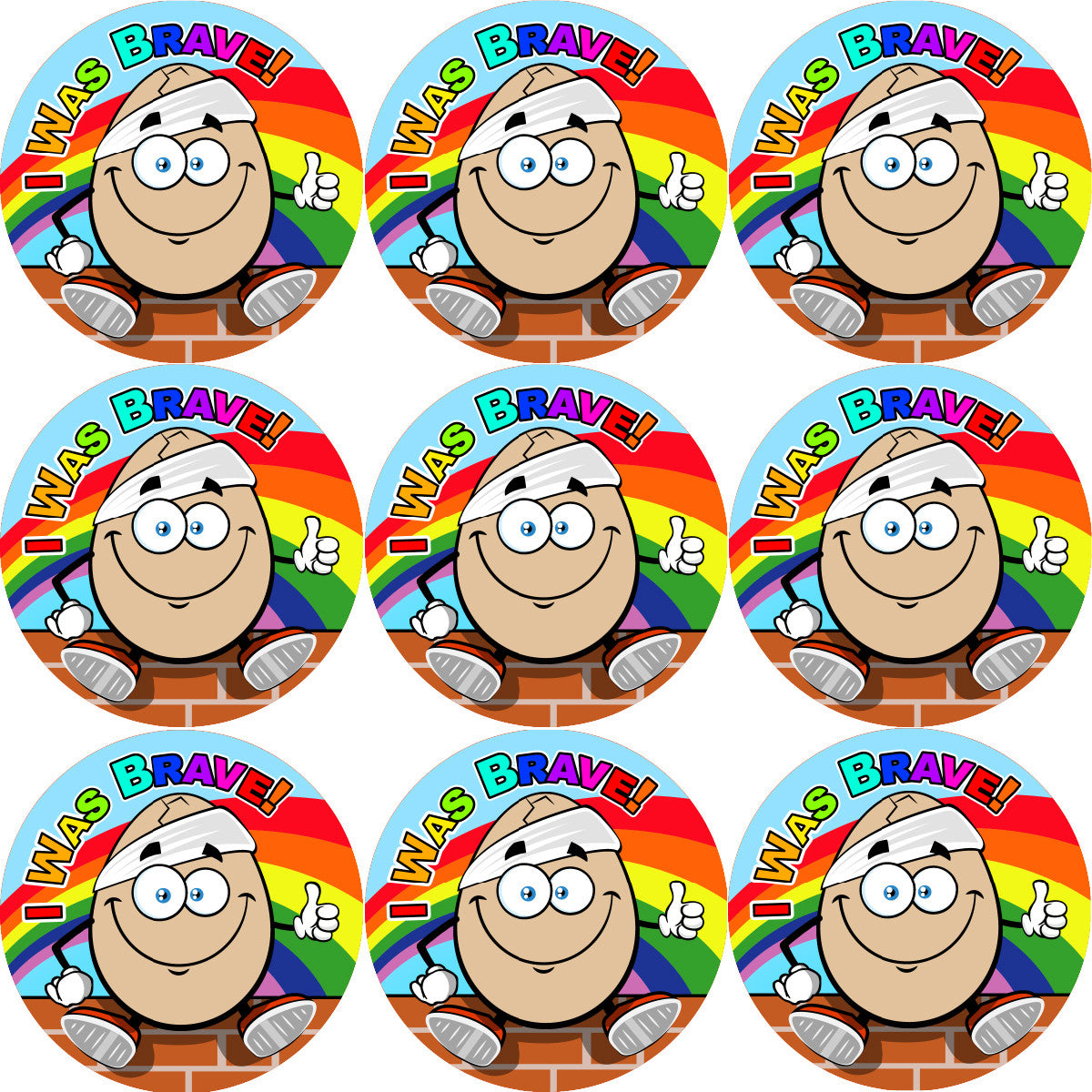 Sticker Stocker - 144 Bumpty Dumpty Bravery 30mm Children's Bravery Reward Stickers for Teachers or Nurses