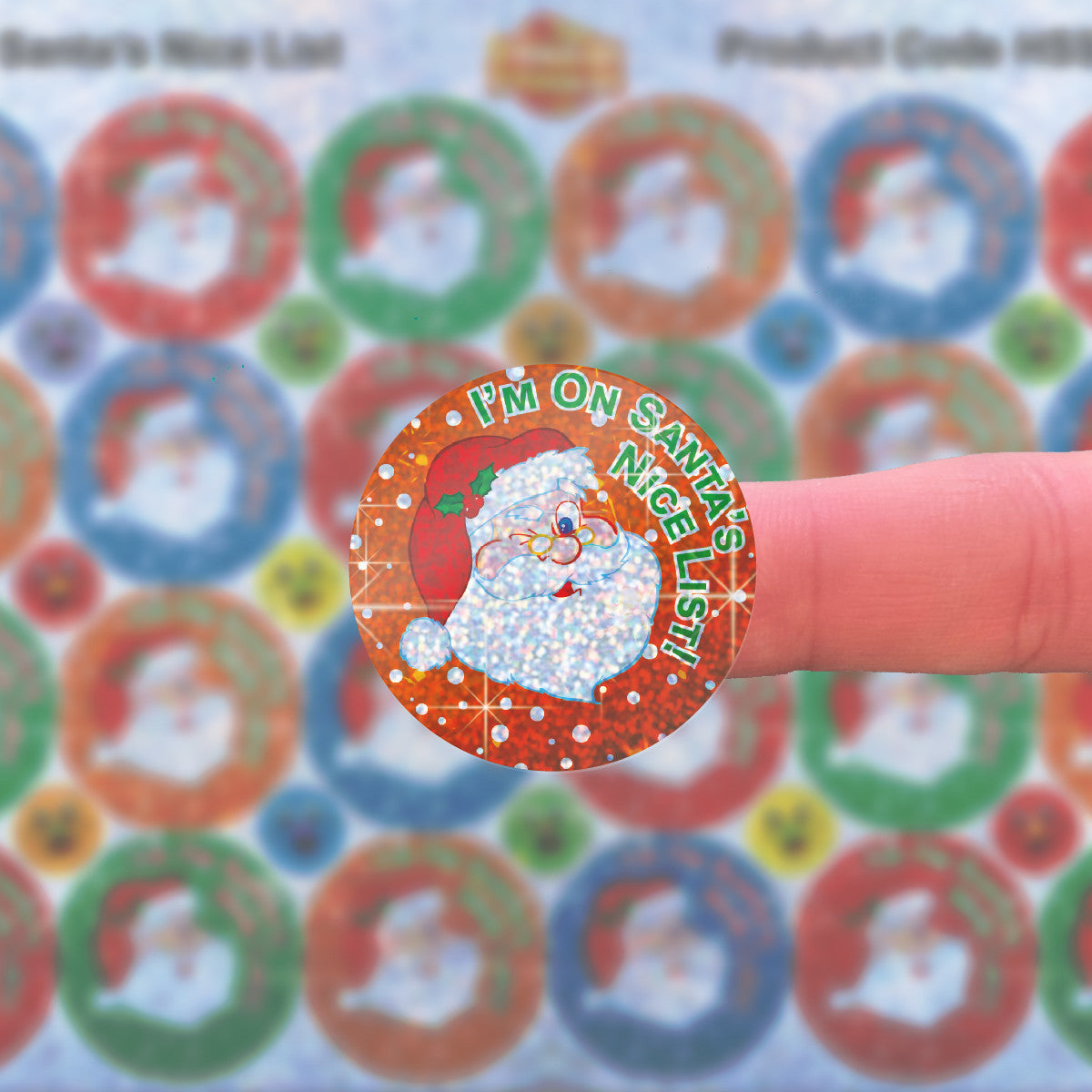 144 Sparkle Santa's Nice List Stickers 30mm + 90 Free Sparkle Smiles Reward Stickers for Teachers, Parents and Schools
