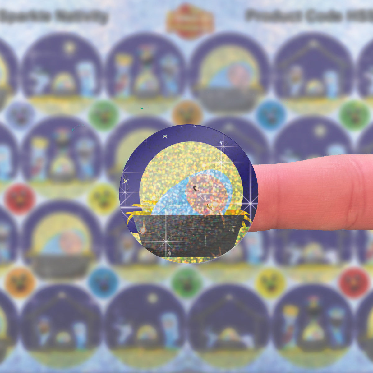 144 Sparkle Nativity Stickers 30mm + 90 Free Sparkle Smiles Reward Stickers for Teachers, Parents and Schools