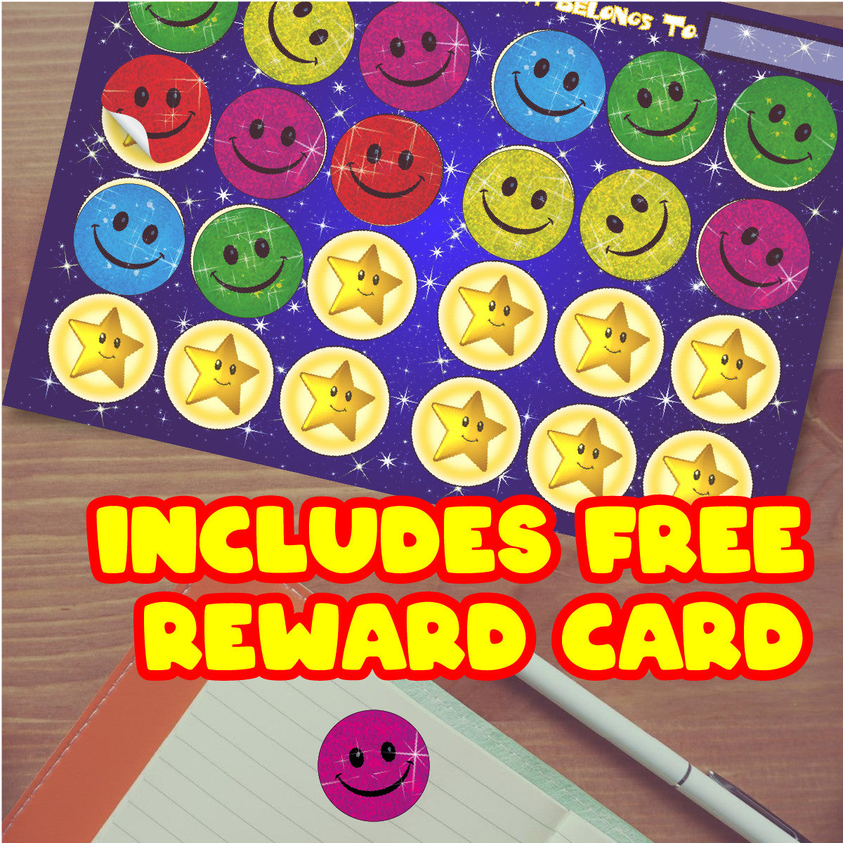 Sticker Stocker - 144 Sparkle Smiles 30 mm Reward Stickers for Teachers, Parents and Schools