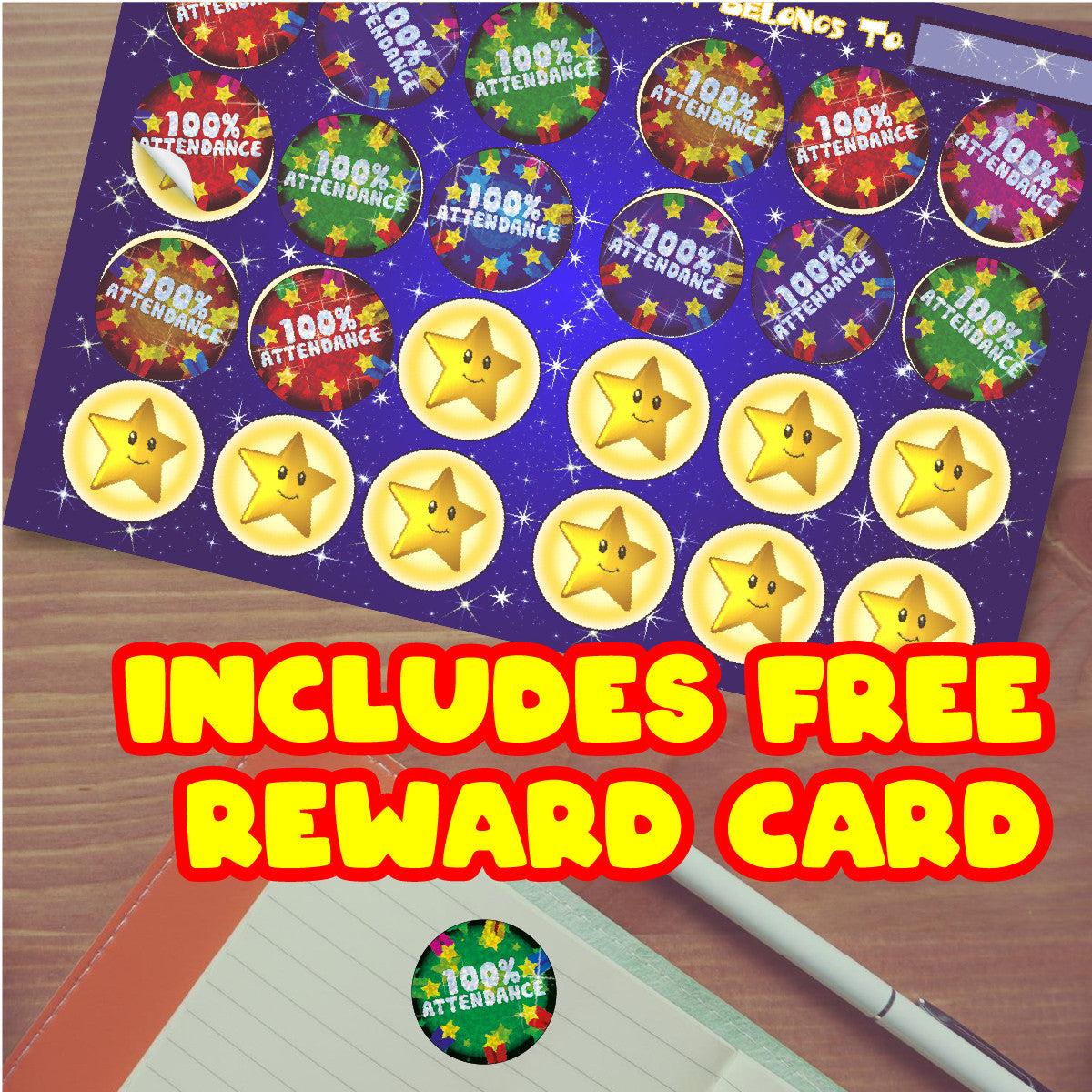 144 Sparkle Attendance Stickers 30mm + 90 Free Sparkle Smiles Reward Stickers for Teachers, Parents and Schools