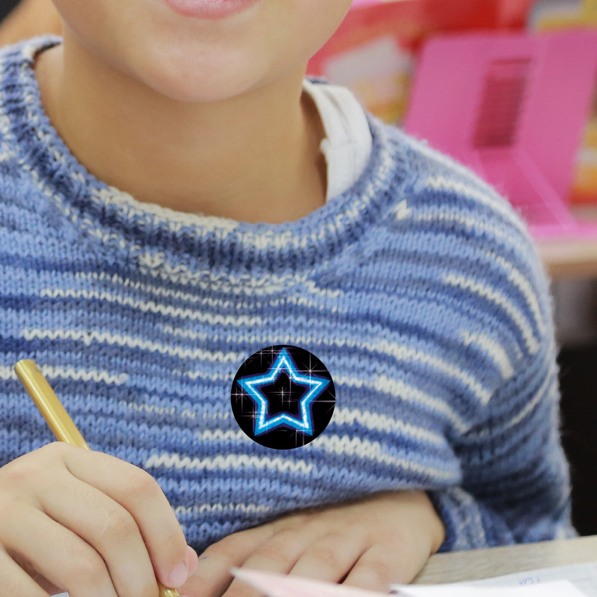 144 Sparkle Neon Stars Stickers 30mm + 90 Free Sparkle Smiles Reward Stickers for Teachers, Parents and Schools