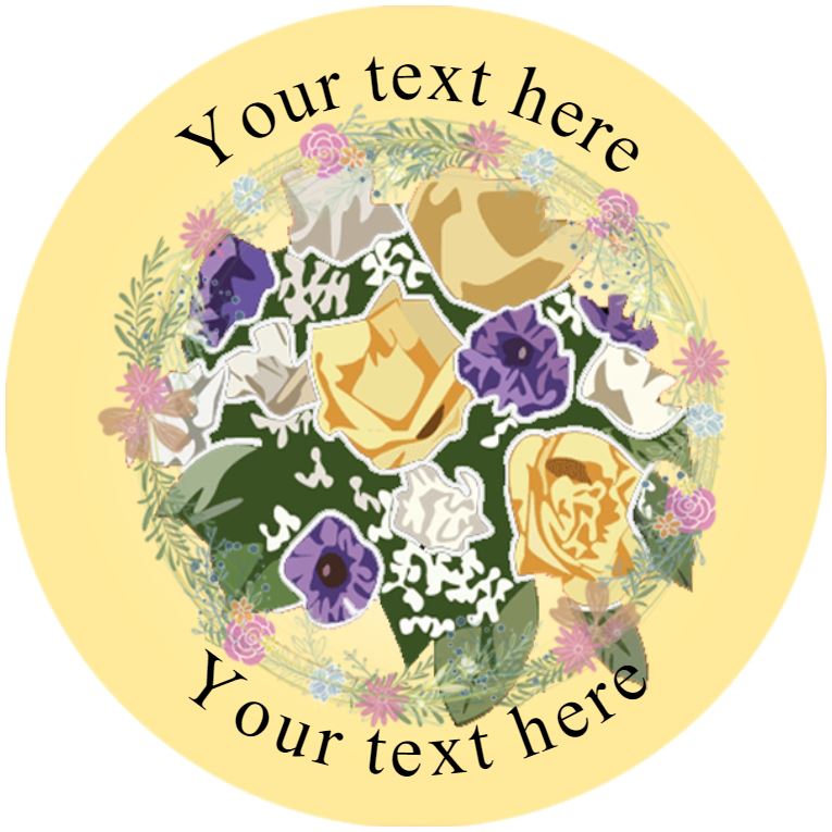 144 Flowers Personalised 30mm Glossy Stickers Crafting Gift Packaging Seal Labels