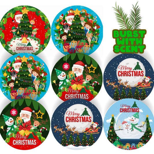 120 Merry Christmas Tree Pine Scented Stickers - 30mm Scented Stickers - For Teachers Nursery Parents