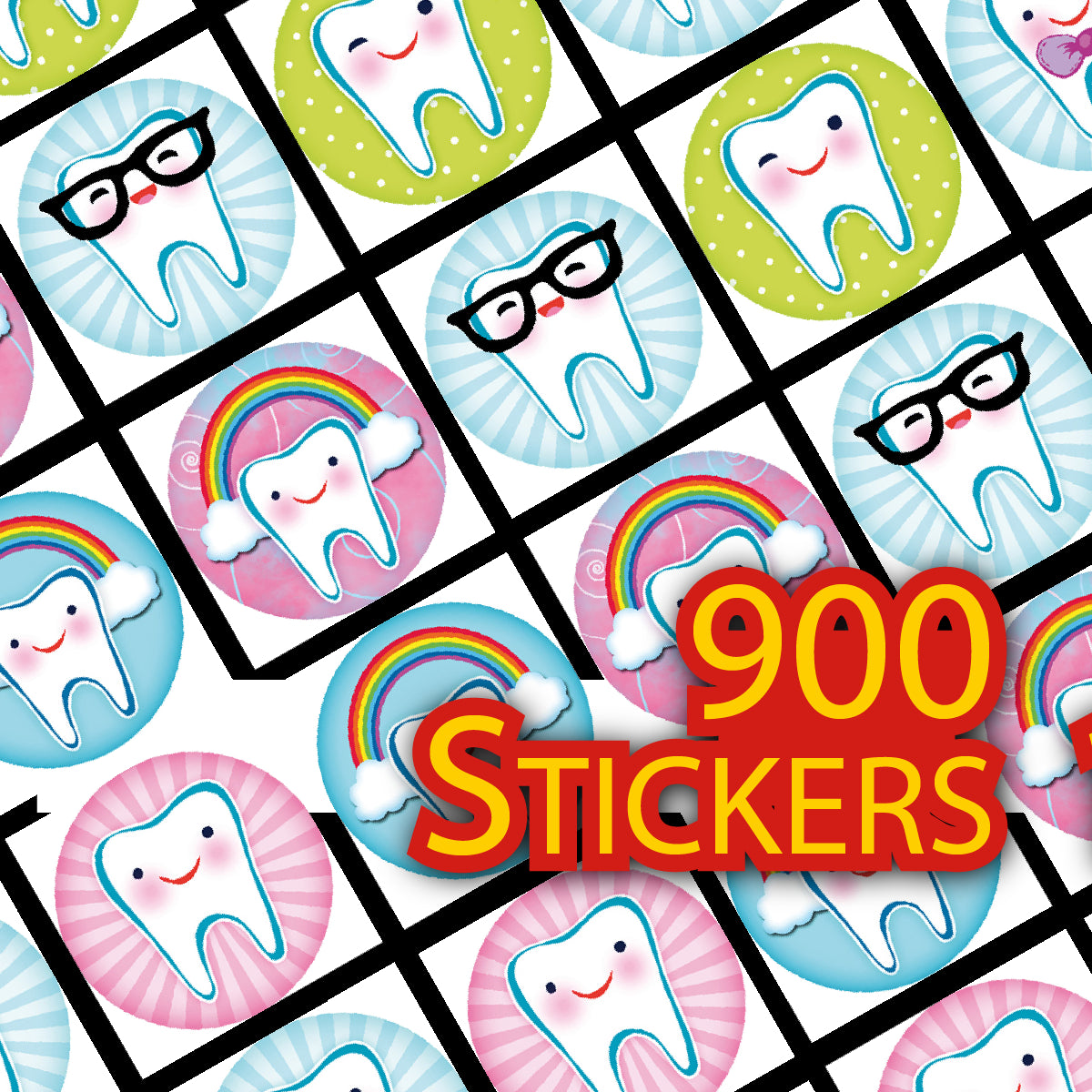 900 Mini Teeth Planner Dots 10mm Spot Stickers for Teachers Planners Parents Dentists
