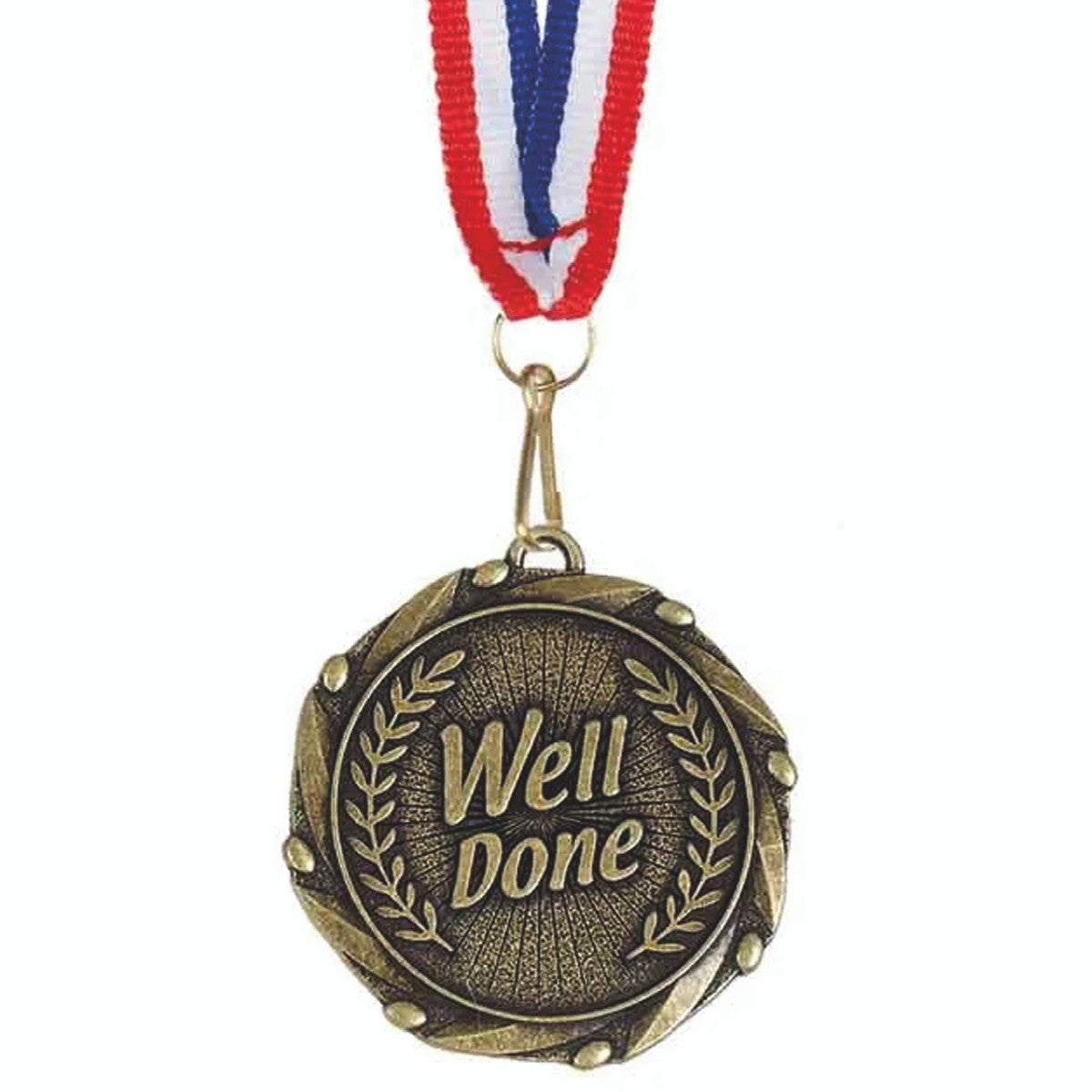 Sticker Stocker - Well Done Medal with FREE Ribbon and Certificate 45mm Metal