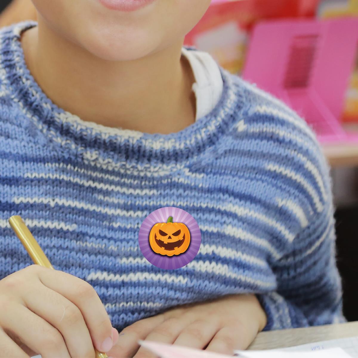 144 Purple Halloween Pumpkins 30mm Round Children's Reward Stickers for Teachers, Parents and Party Bags