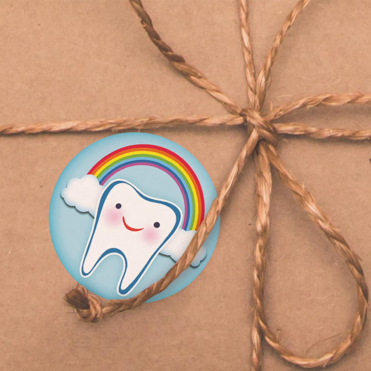 144 Happy Teeth 30mm Reward Stickers for Teachers, Parents. Dentist and Party Bags