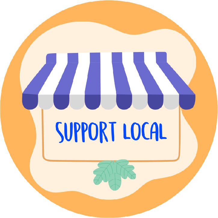 144 Support Local 30mm Shop Themed Glossy Labels ideal for product packaging