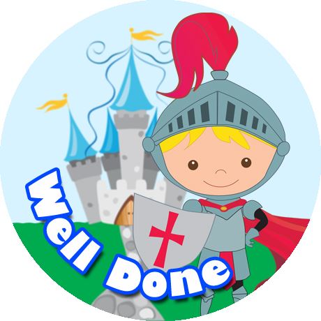 144 Knights and Dragons Praise Words 30mm Stickers for Teachers, Parents and Party Bags