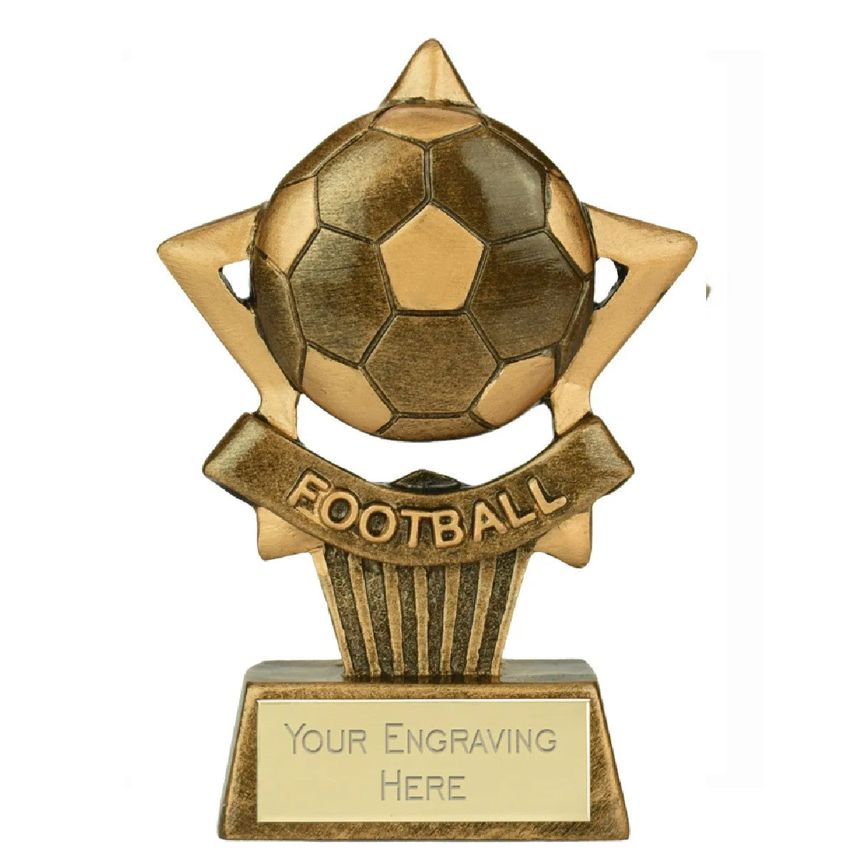Sticker Stocker - Mini Star Plus Football Award Trophy 10cm Resin FREE engraving and Certificate