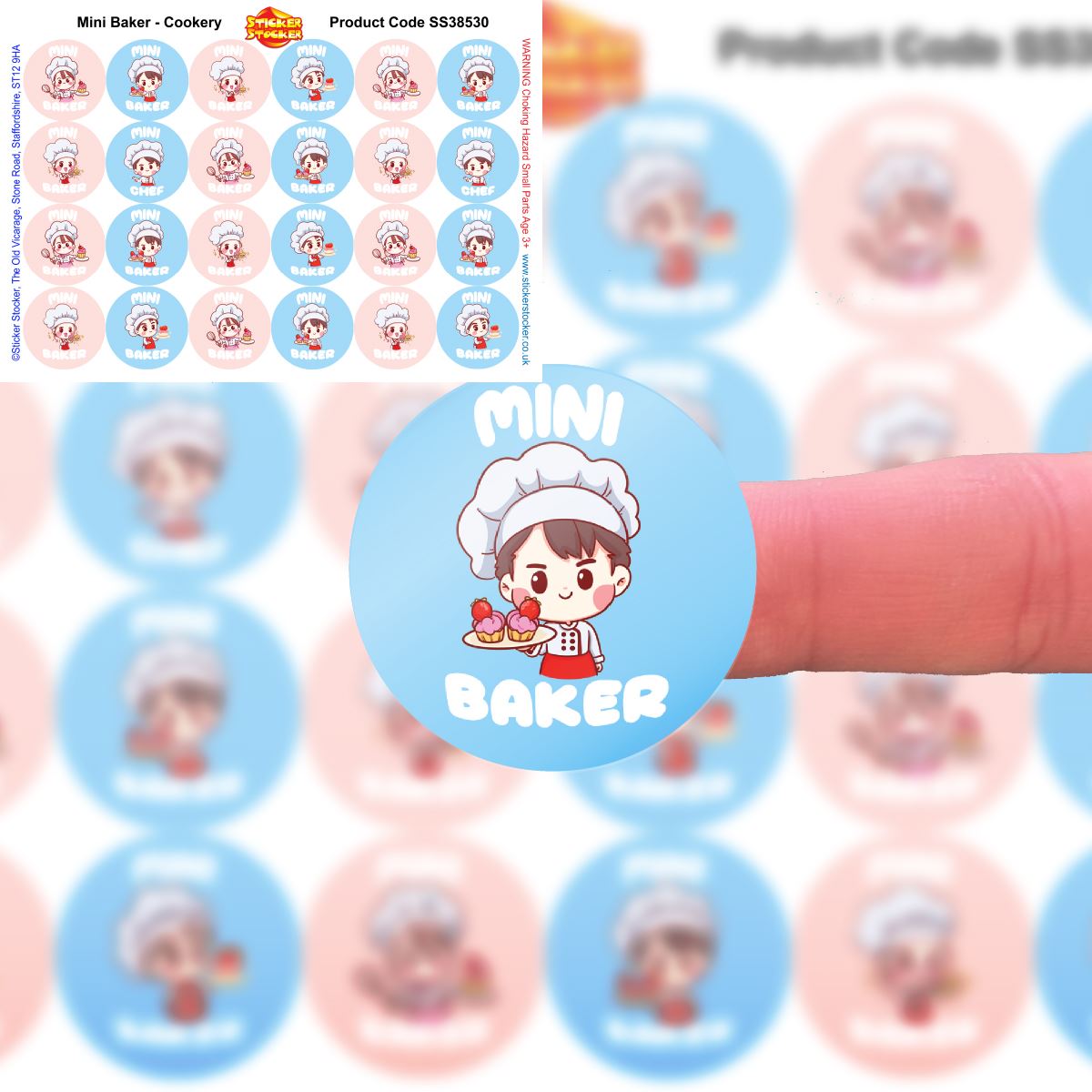 144 Mini Baker Glossy Stickers Home Chef Gift Packaging Reward Seal Labels