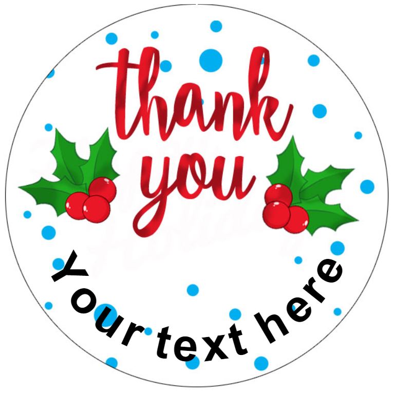 144 Personalised Thank you Christmas 30mm Glossy Stickers Labels