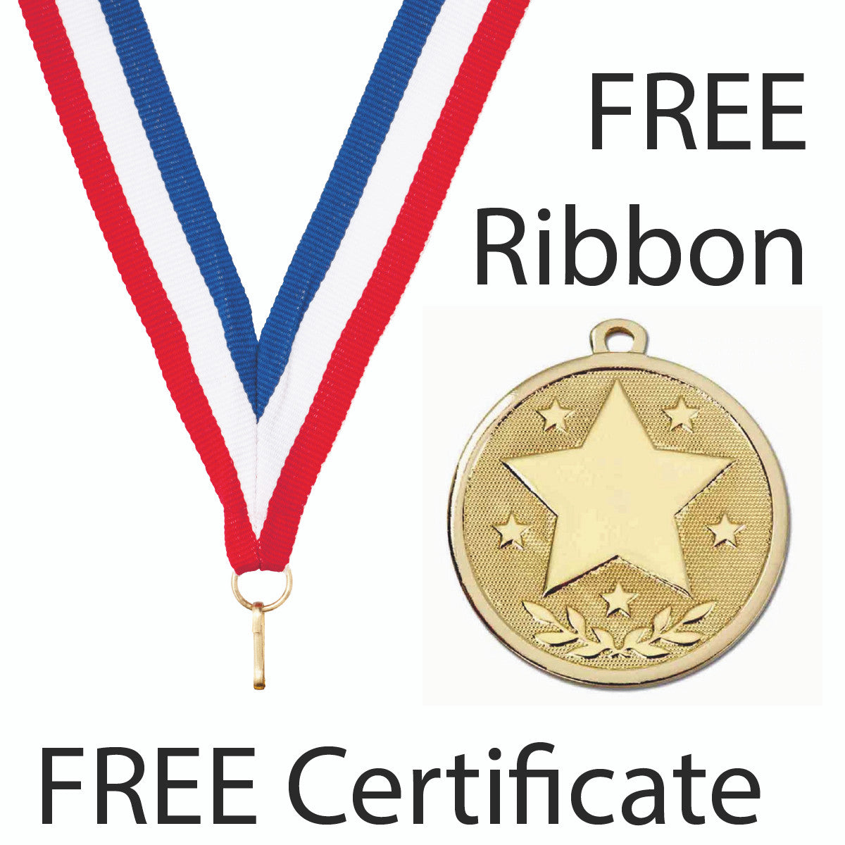 Sticker Stocker - Star Medal with FREE Ribbon and Certificate 45mm Metal Gold