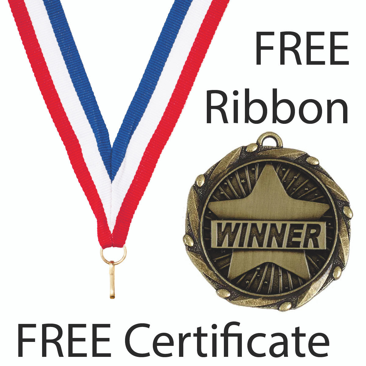 Sticker Stocker - Winner Medal with FREE Ribbon and Certificate 45mm Metal