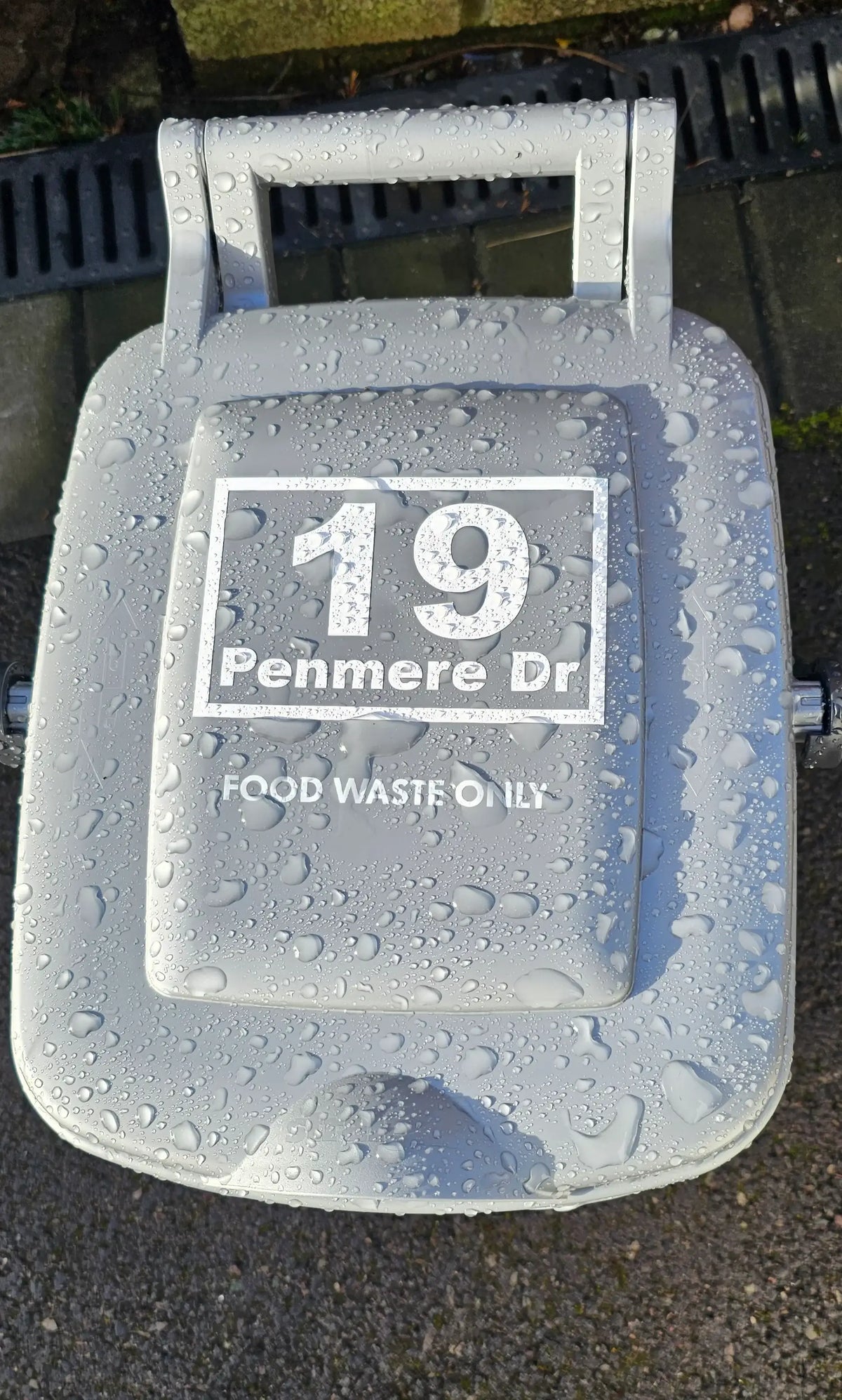 2 x Food Waste Caddy Bin Number Stickers (140mm x 90mm) – Waterproof, UV Resistant, Dishwasher Safe – Custom House Number or Street Name