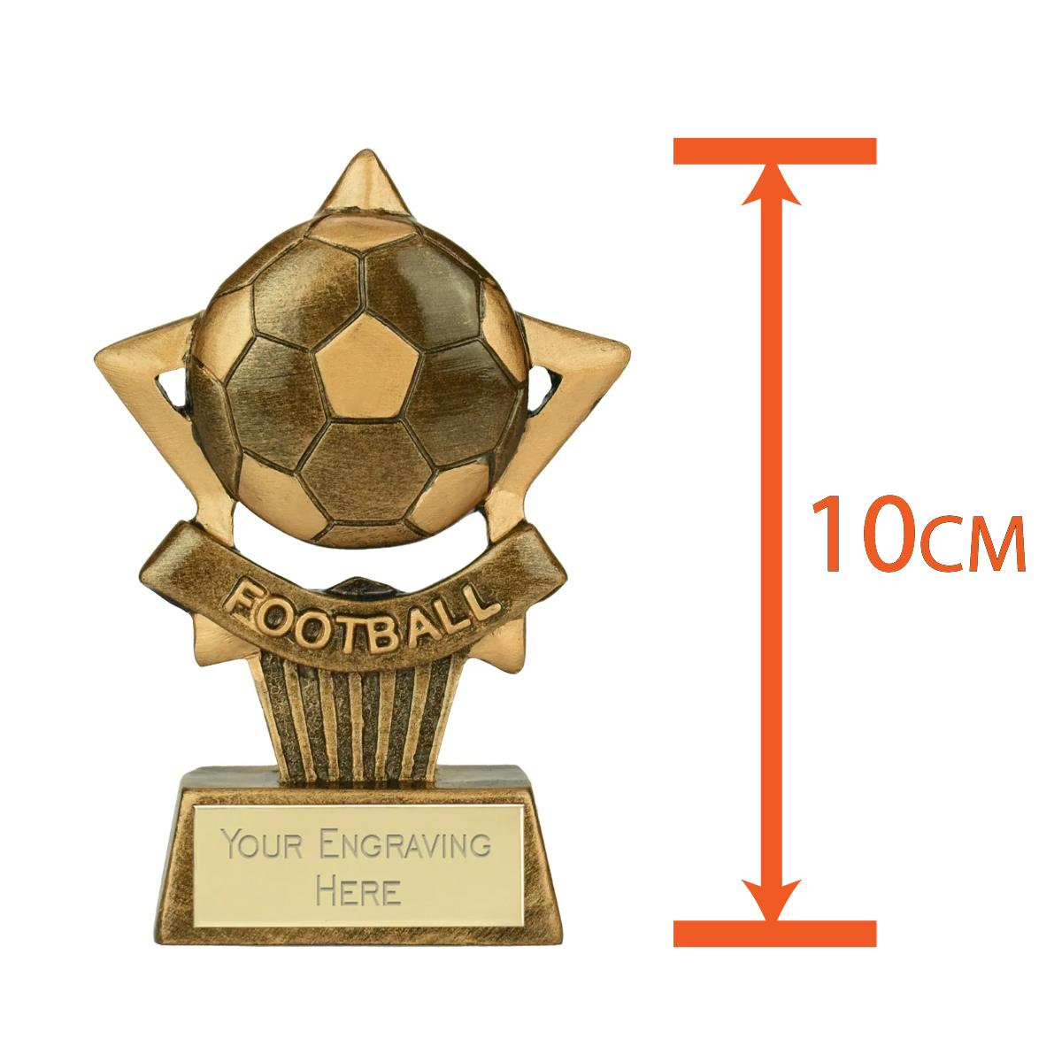 Mini Star Plus Football Award Trophy 10cm Resin FREE engraving and Certificate