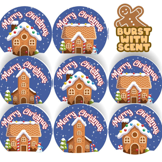 120 Christmas House Gingerbread Scented Stickers - 30mm Scented Stickers - For Teachers Nursery Parents