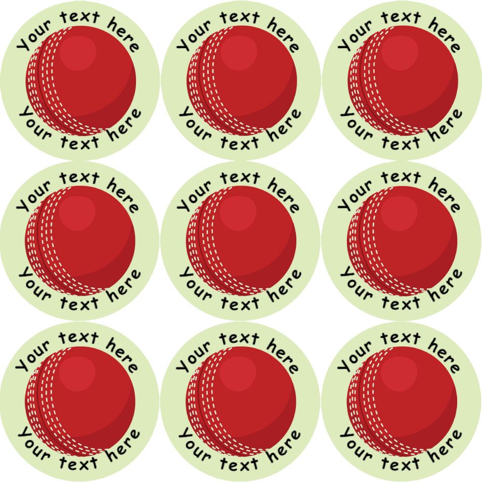 144 Personalised Cricket 30mm Reward Stickers for School Teachers, Party Bag, Parents and Nursery