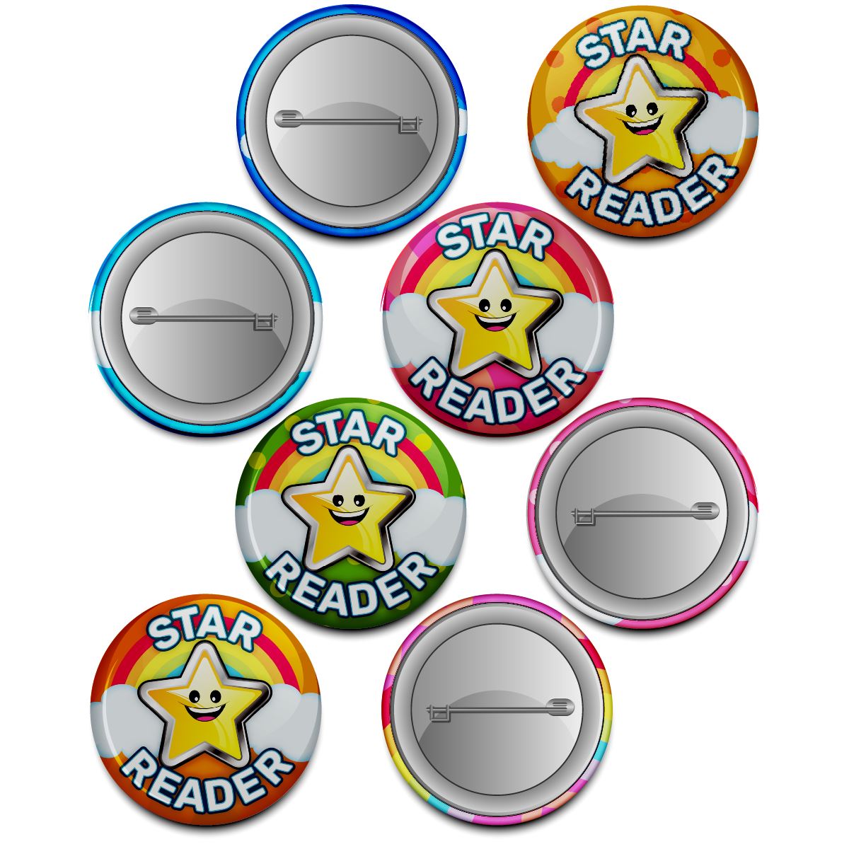 Star Reader Reward Button Badges (Pack of 20 Pin Badges - 38mm)