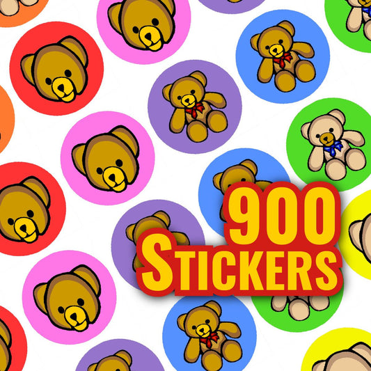 900 Colourful Mini Teddy Bears 10mm Spot Reward Stickers for Teachers and Planner Charts