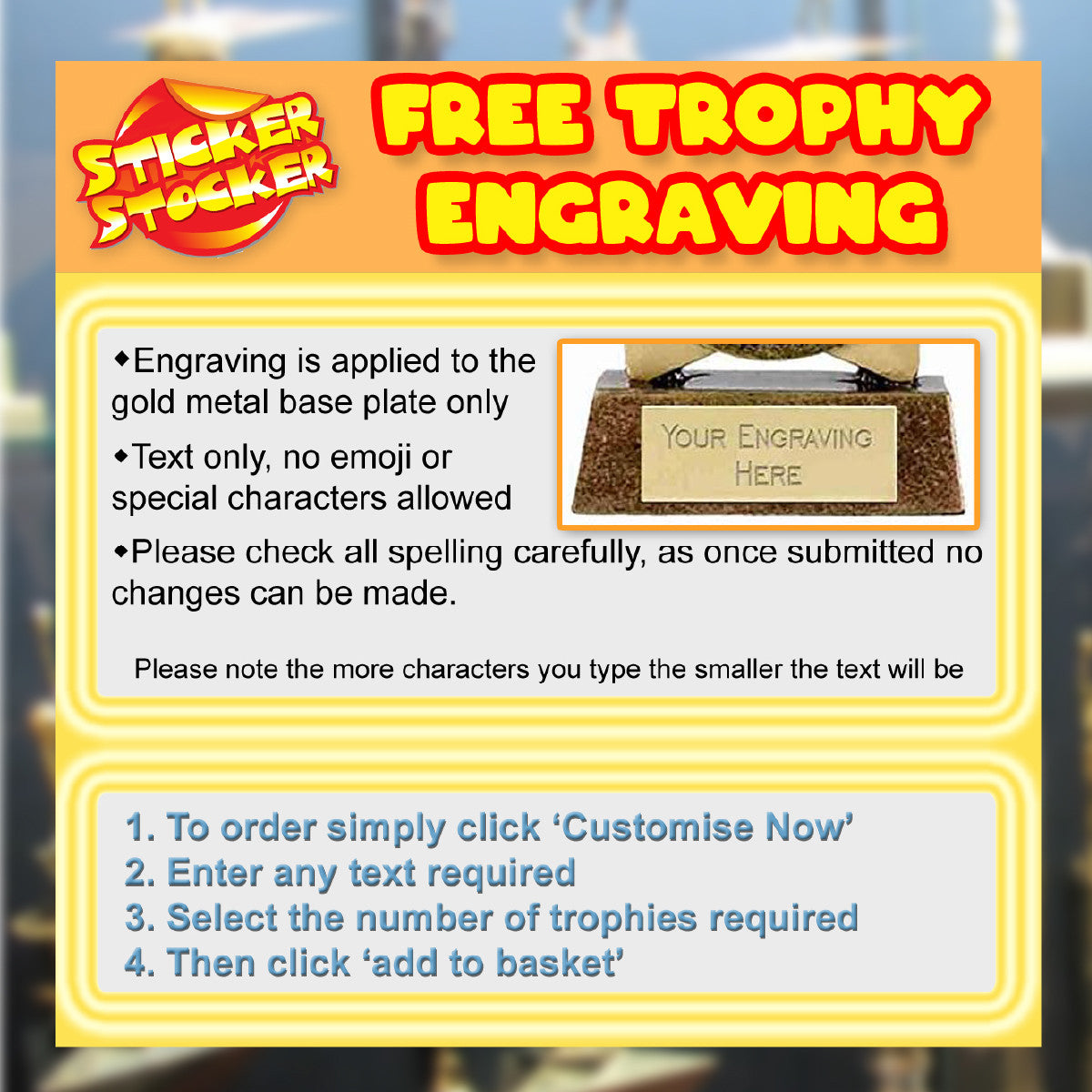 Sticker Stocker - Mini Star Reading Book Award Trophy 8cm Resin FREE engraving and Certificate