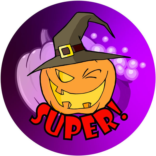 144 Halloween Praise Words (Pack 1) 30mm Round Children's Reward Stickers for Teachers or Parents