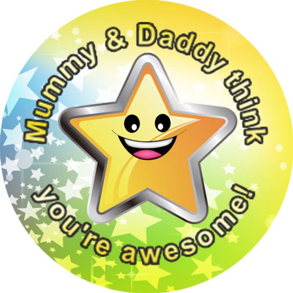 144 Mummy & Daddy's Superstar 30mm Reward Stickers for School Teachers, Parents and Nursery