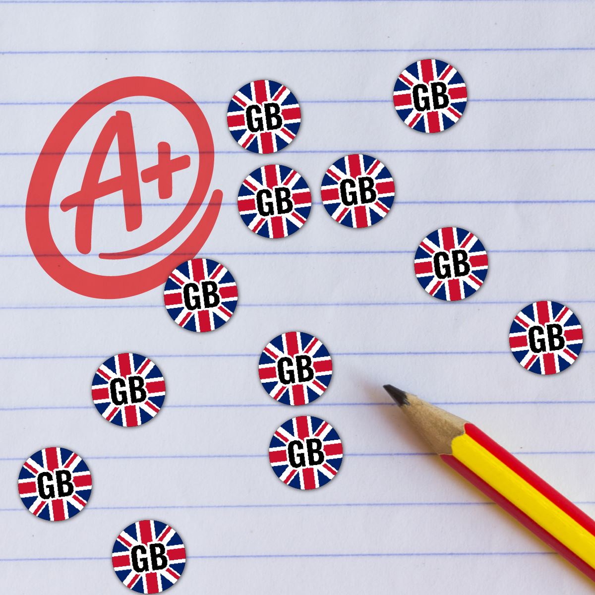 900 Mini GB Union Jack 10mm Spot Stickers for Teachers and Planners