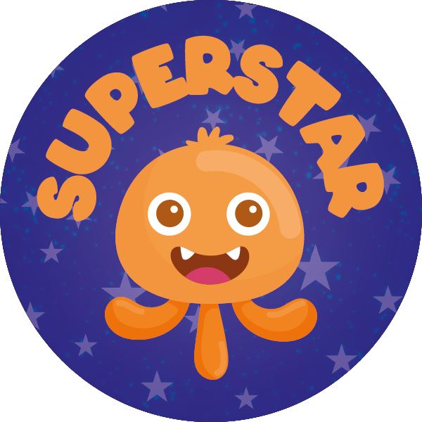 120 Mixed Berry Star Aliens 30mm Scented Reward Stickers for Teachers, Parents and Party Bags