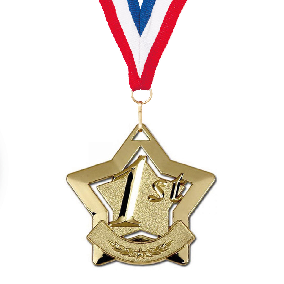 Sports Star Place Medal with FREE Ribbon and Certificate 60mm Metal Gold 1st, silver 2nd or bronze 3rd