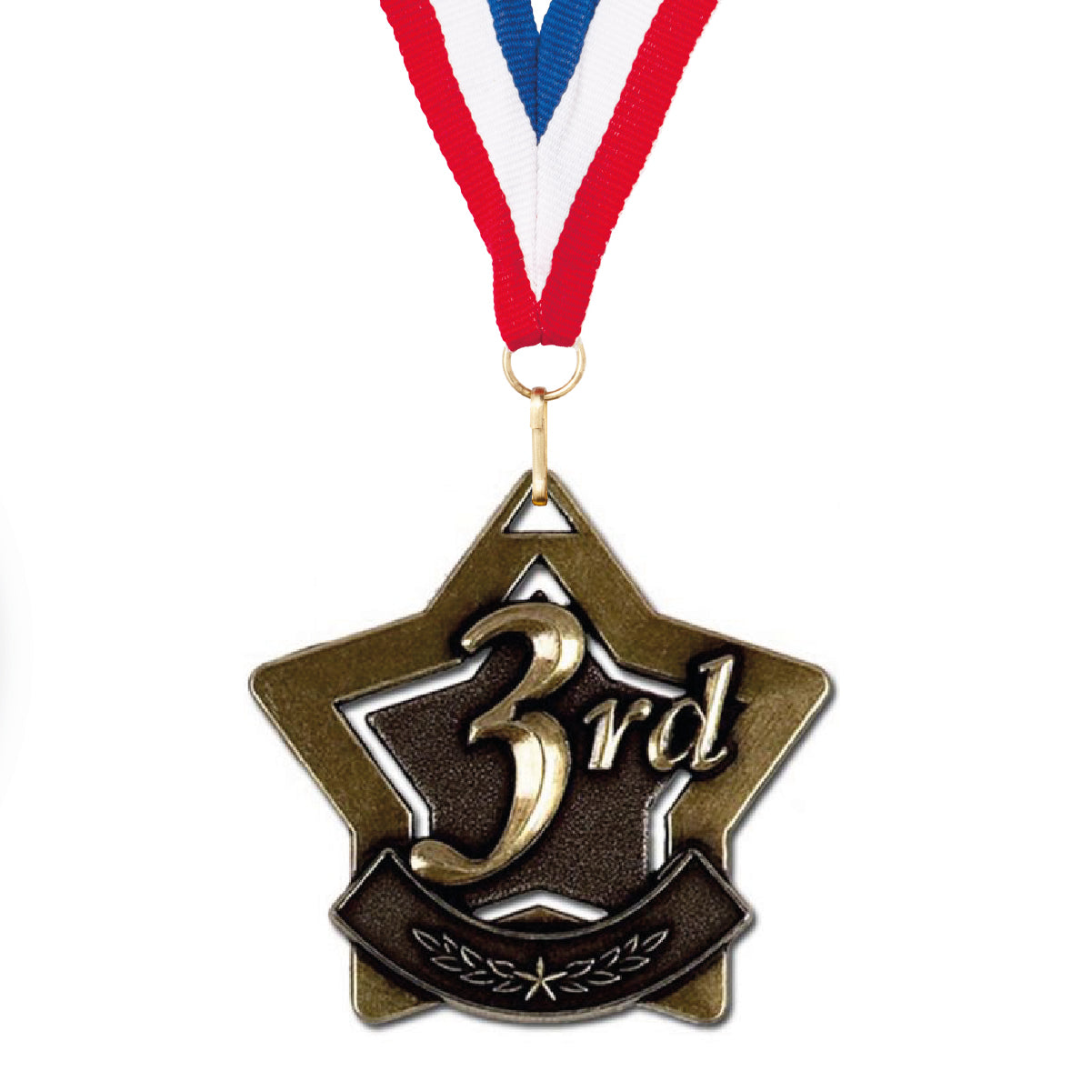 Sports Star Place Medal with FREE Ribbon and Certificate 60mm Metal Gold 1st, silver 2nd or bronze 3rd