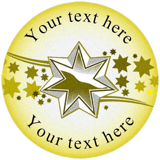 144 Gold Star Personalised 30mm Reward Stickers for School Teachers, Parents and Nursery