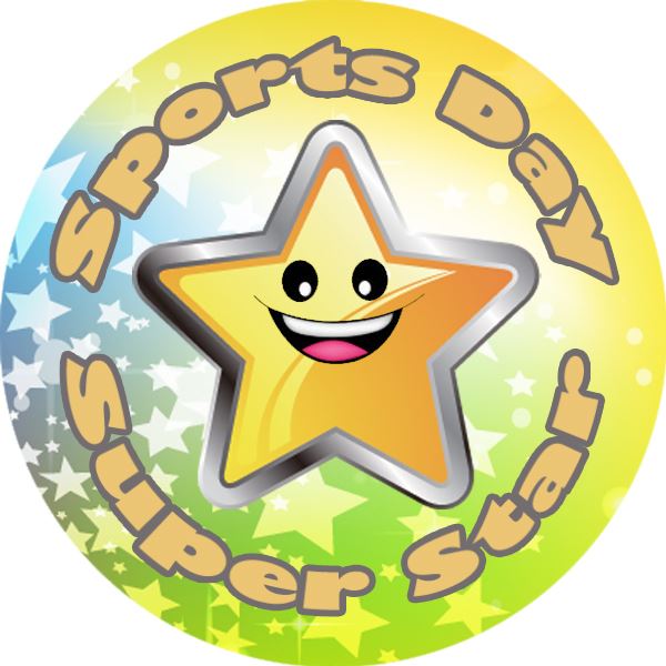 144 Sports Day Star 30mm Reward Stickers for Teachers, Parents and Schools