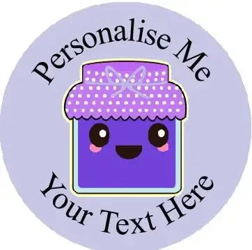 Cute purple jar cartoon sticker with customizable text for rewards or classroom use