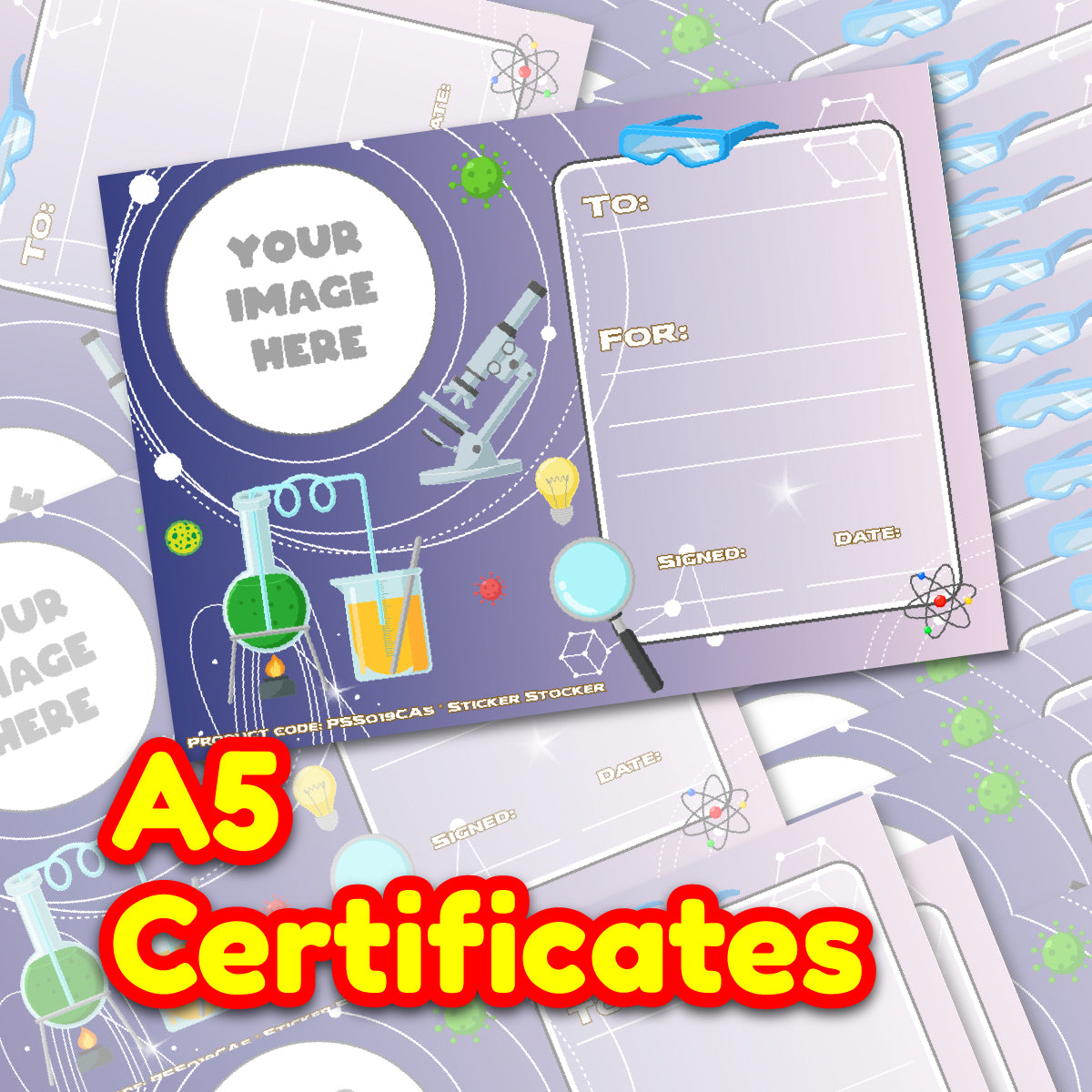 Personalised Science Award certificates for school teachers, 250gsm A5 silk finish Photo Paper