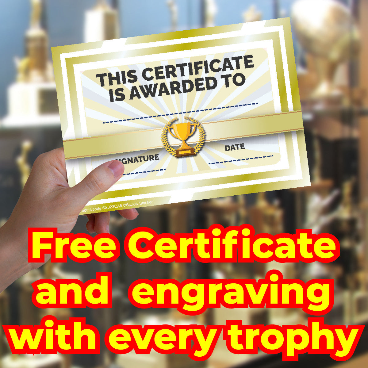 Sticker Stocker - Spangled Star Award Trophy 17cm Plastic FREE engraving and Certificate