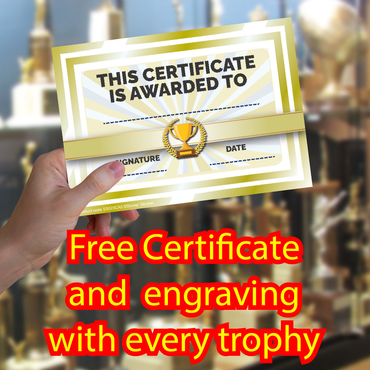 Sticker Stocker - Mini Star Achievement Award Trophy 8cm Resin FREE engraving and Certificate