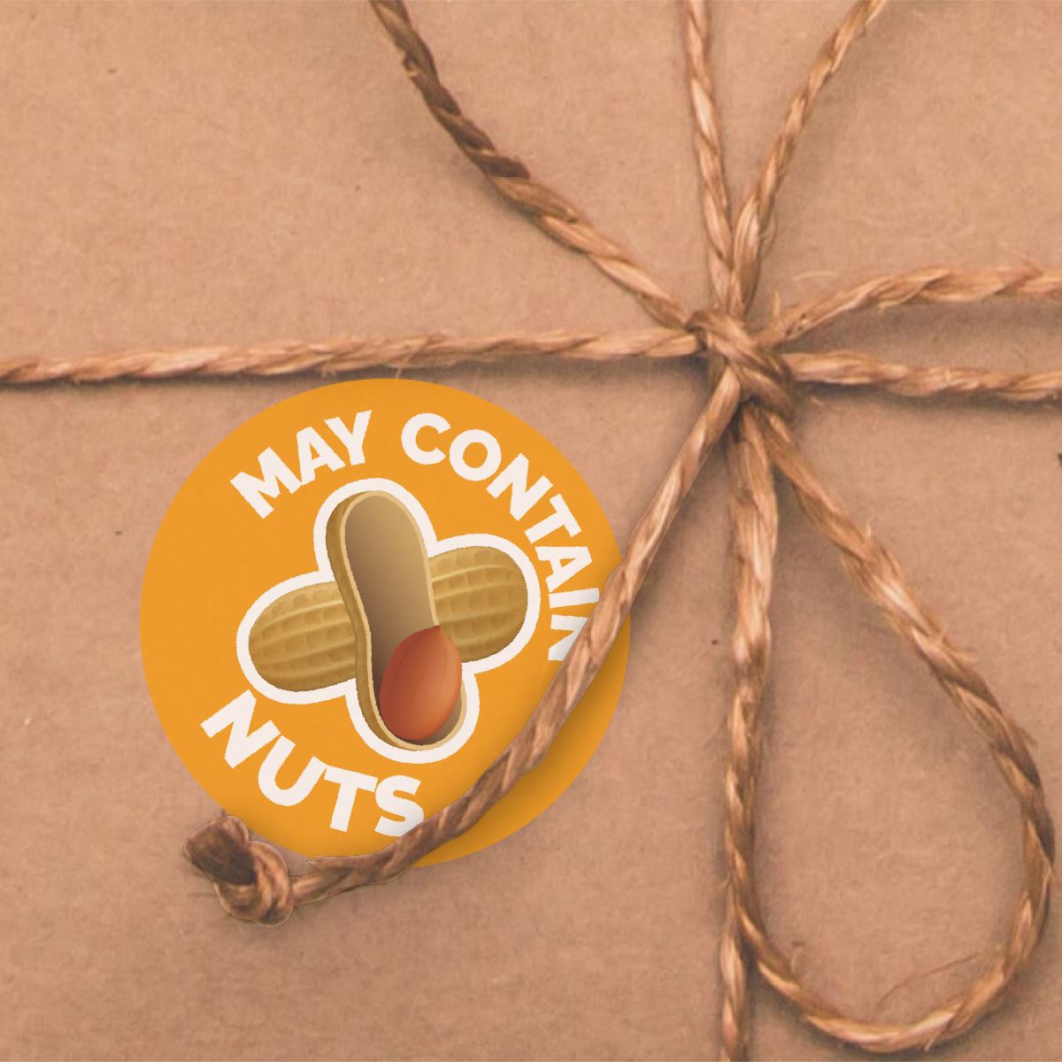 144 Warning May contain Nuts Food Allergy - 30mm - Glossy Food Label Stickers