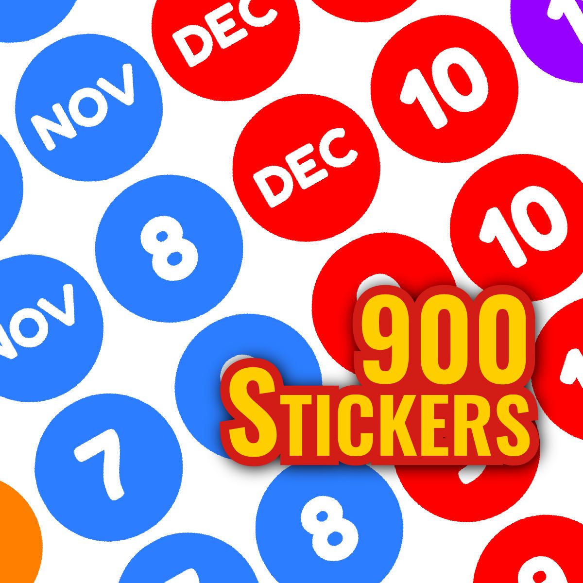 900 Mini Colourful Days Week Month Dots 10mm Spot Stickers for Teachers and Planner Charts