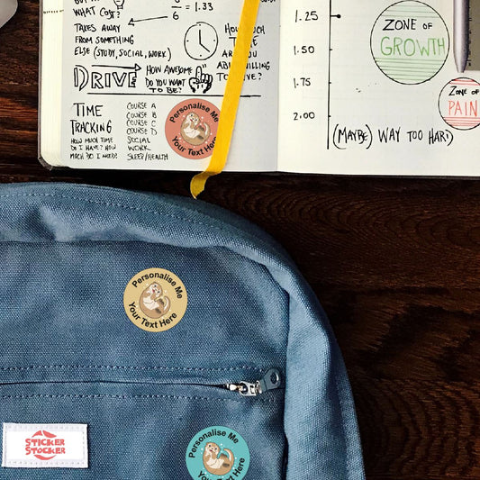 144 Personalised Cute Otters 30mm Reward Stickers for School Teachers, Parents and Nursery